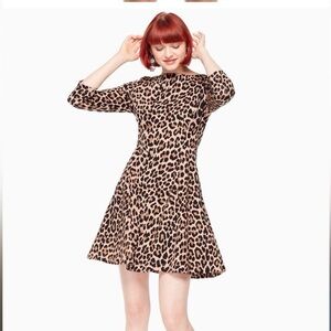 KATE SPADE
Leopard-print 3/4-sleeve A-line Ponte Dress SZ 4